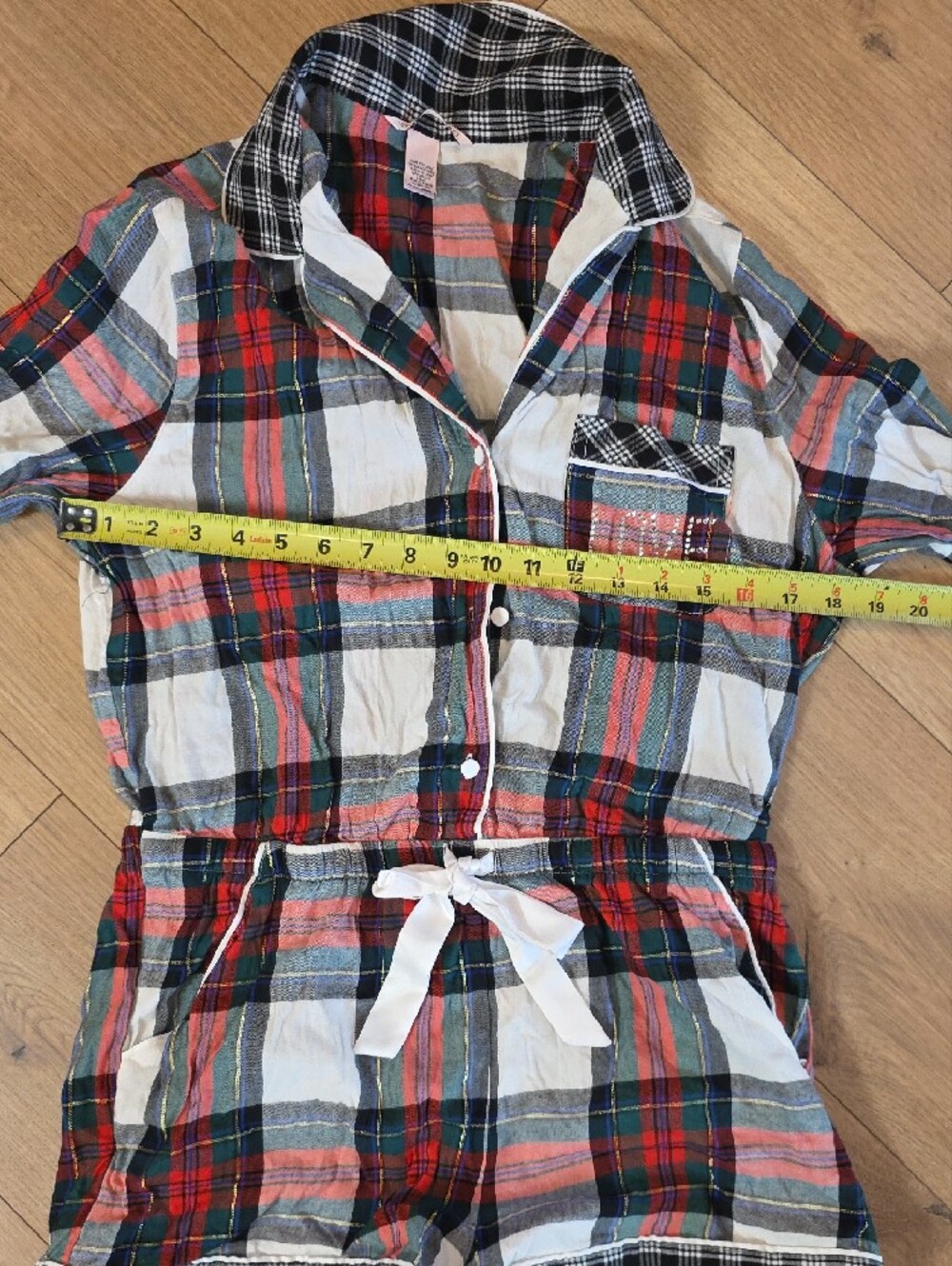 Victoria's Secret Women's Plaid Flannel Pajama Romper Long Sleeve Button Front M - Picture 5 of 6